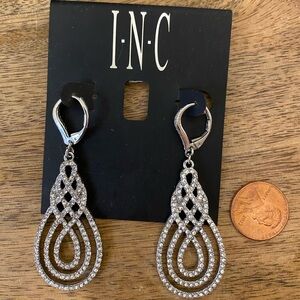 INC Rhodo saturn drop part crystal wedding Earrings